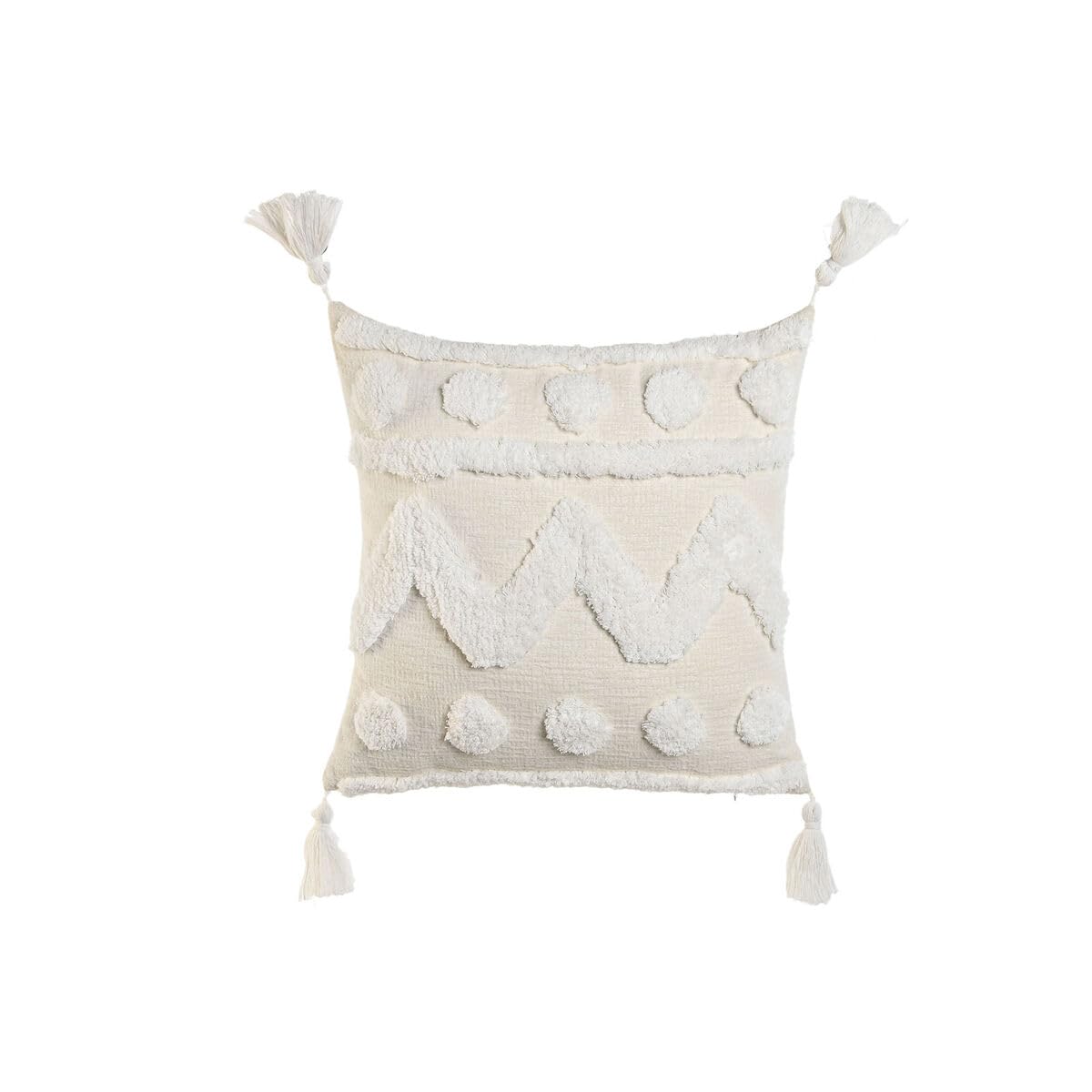 Home ESPRIT Cojín Blanco Borlas Boho 45 x 15 x 45 cm S3055252 - EAN: 8424002102487