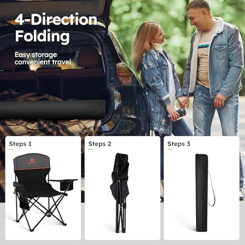 ALPHA CAMP Camping Chair 2 Pack Portable Chair with 3-Can Cooler Folding Chair with Side Pocket and Cup Holder の商品画像 7