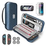 Switch 2ケース 「AOLO 収納バッグ*1＋ガラス保護フィルム*1＋スティックキャップ4枚＋分体式設計 PCカバー+ グリップカバー 」Switch 2 保護カバーPC材質 黄ばみなし 軽量 大容量 高密度EVA防水 キャリーケース　24枚ゲームカードスロット耐衝撃 防塵 防水　持ち運び便利