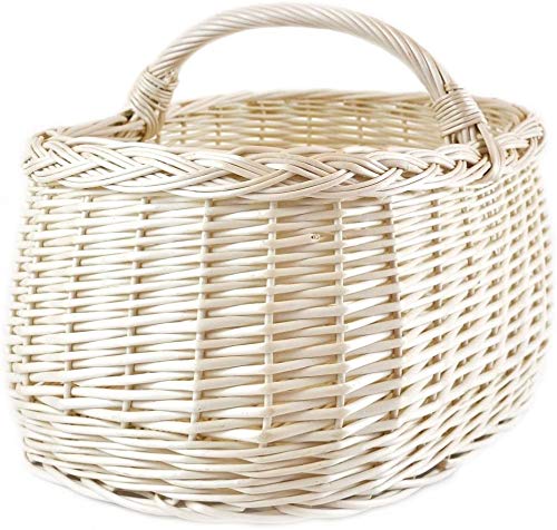 K1-004-G-SS Cestino Per La Spesa In Vimini Intrecciato - Dimensioni 52x37x21 (40) Cm - Cesto Portabottiglie, Portafrutta, Regalo - Fatto A Mano In UE Con Inserti In Tessuto Lavabile - 4