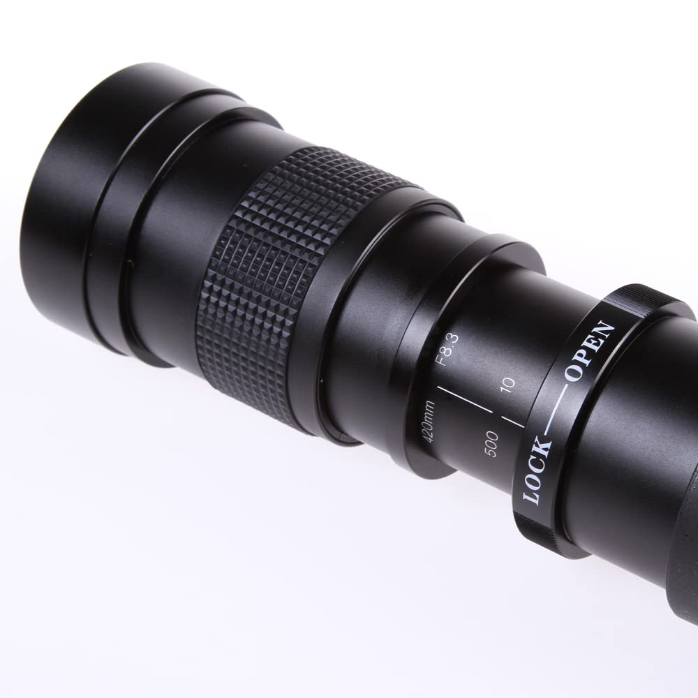 Hersmay Téléobjectif Zoom 420-800 mm F/8.3-16 - Mise au Point Manuelle - Super téléobjectif EF/EFS - pour Canon EOS 4000D 2000D 90D 850D 5D 5DIV 6DII 7DII, Rebel T3 T3i T5 T5i T6i T6s T7 T7I T8I