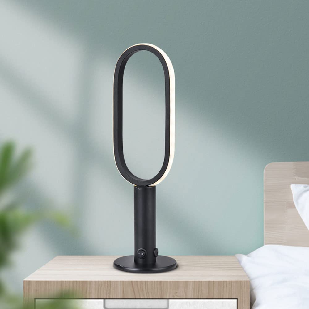 Accesorios de lámpara de mesa Lámpara de escritorio de metal en forma de O LED Protección para los ojos Barras recargables Lámpara de escritorio inalámbrica portátil negra