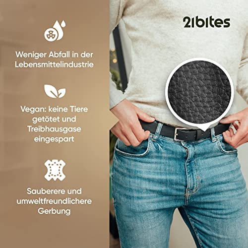 21Bites Herenriem van appelleer, veganistische leren riem voor mannen, ideaal als jeans riem of pak riem, herenriem als perfect accessoire - Image 5