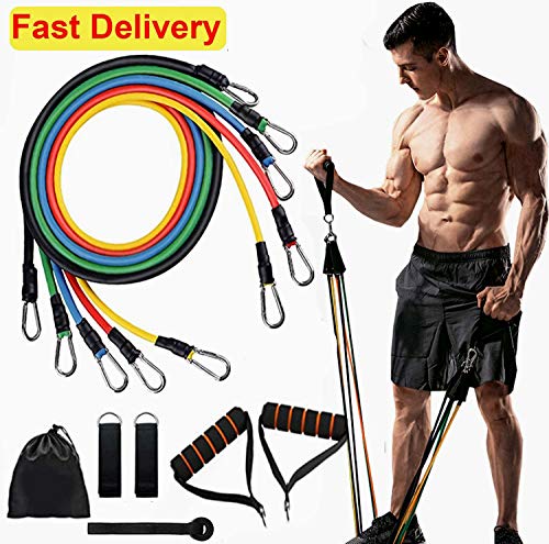 wsiiroon Resistance Bands Set, 11 pcs Fitness Insanity Resistance Bands Set, Portable Home Gym Acces wsiiroon Resistance Bands Set, 11 pcs Fitness Insanity Resistance Bands Set, Portable Home Gym Acces