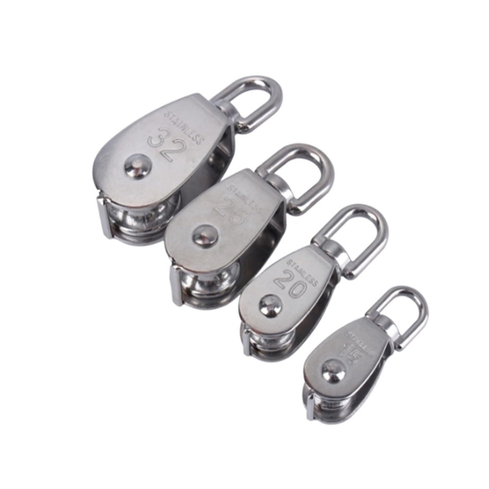 1 PCS Stainless Steel Pulley M15/M20 M25 M32 M50 Single Wheel Swivel Lifting Rope Pulley Set Lifting Wheel Tools(M25)