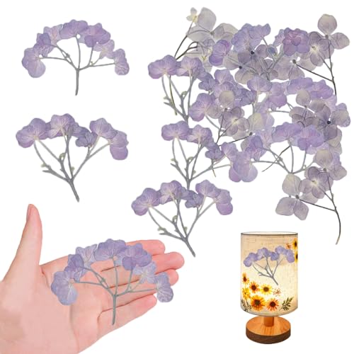 Flores secas de hortensia moradas con tallo 42PCS miniatura 1