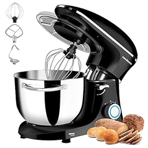 Seedeem Stand Mixer, 6Qt Electric Food Mixer, 660W 6-Speeds Tilt-Head Dough Mixers with Dishwasher-Safe Dough Hook, Wire Whip & Beater for Daily Use, Black