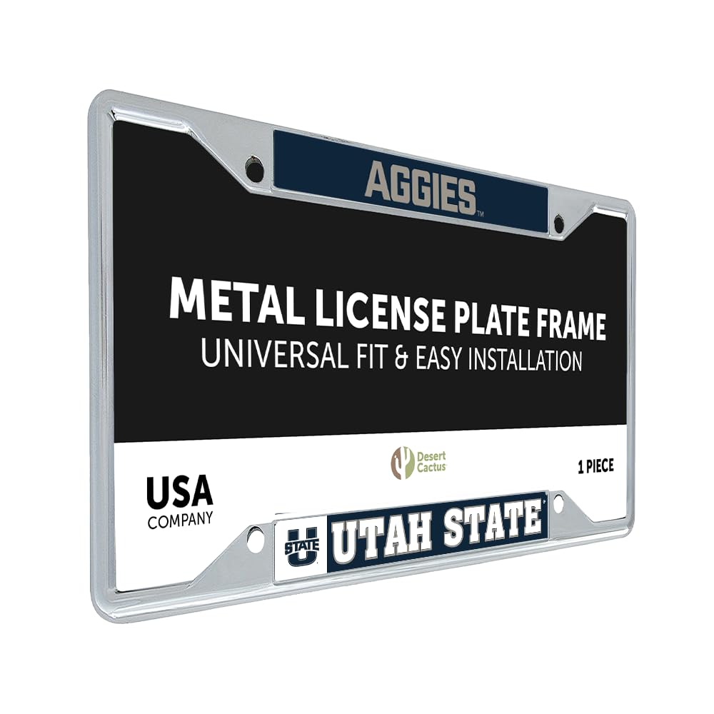 Desert Cactus Utah State University Car Accessories Aggies Metal License Plate Frame and Tag Holder for Front or