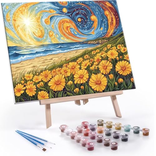 DIY 数字油絵 抽象 星空 Paint by Numbers 塗り絵 キット 大人 数字ぬりえ 子供の用数字塗り絵キャンバスクラフト数字 キャンバスアート ブラシとアクリル絵の具が入, インテリア リビング装飾, 女性へのギフト 70x90cm (フレー