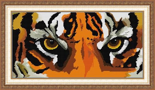 Image of Stitchhaven 14CT Cute Animal Counted Cross Stitch Kit for Beginners, Unprinted Complete DIY Embroidery Set with Pattern & Tools, Premium Aida Cloth & Threads (Cast covetous Eyes on)