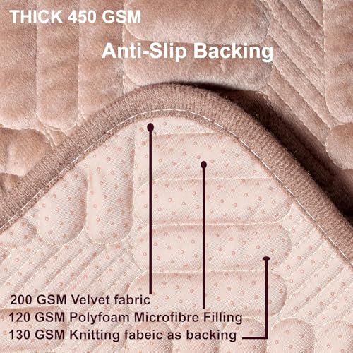 Image of HOMETHREADS Innovative Premium Velvet Sofa Cover Mat with PVC Backing for Non-Slip Comfort (L Beige, 1Pc Backrest | 70x70cm)
