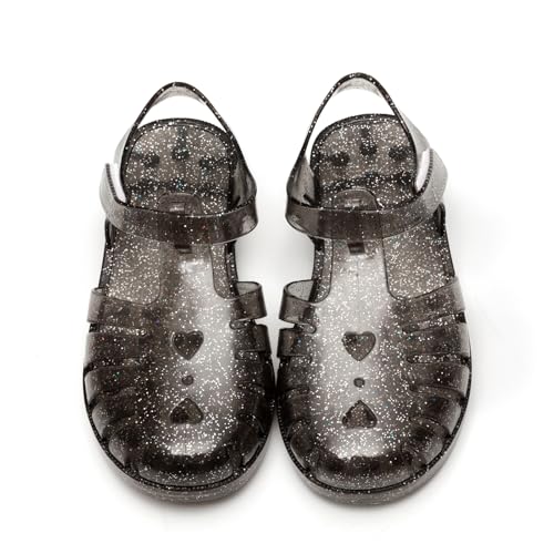 HaHaGuu Girls Jelly Sandals Closed Toe Beach Flat-Sandal Breathable Waterproof Fisherman Gladiator Flats Summer Costume Princess Dress Shoes For Toddler Girl Little Kid Big Kids