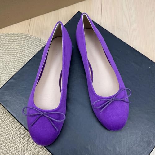 SAILING LU Women's Cute Bowknot Round Toe Ballet Flats Wedding Party Shoes Lightweight Dress Shoes Female Slip-On Loafers2