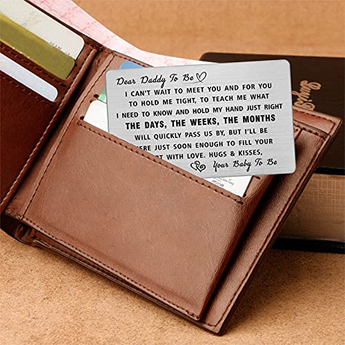 DEGASKEN Soon to Be Dad New Father Gifts - Daddy I Cant Wait to Meet You - First Time Fathers Day Card, Engraved Wallet Card3