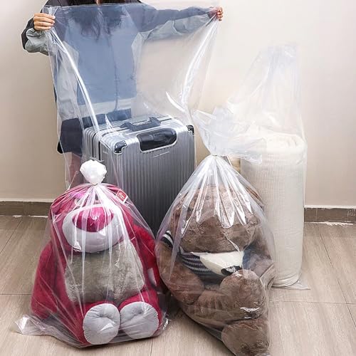 5 Stück extra große durchsichtige Aufbewahrungsbeutel, 100 x 150 cm große Plastiktüten, wiederverwendbare Umzugstaschen, durchsichtige Jumbo-Geschenkbeutel für Bettdecken, Kleidung, Bettwäsche, Koffer