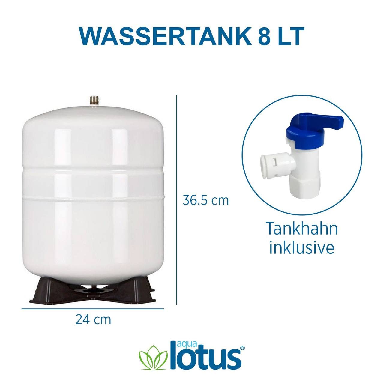 Vorratstank für Umkehr Osmoseanlagen/Wassertank 2,2 Galon (8 Liter) + Tankhahn