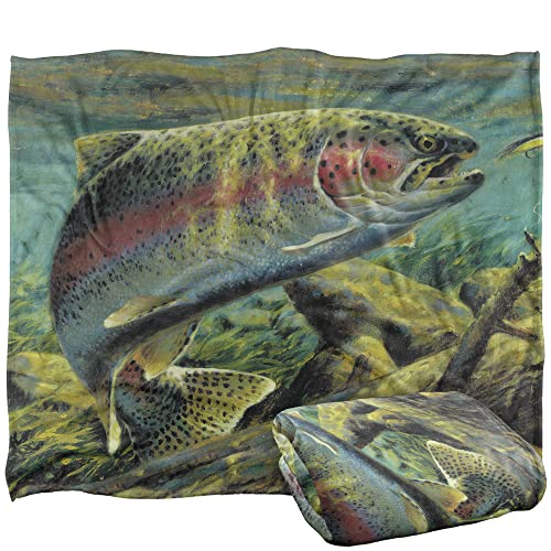 Wild Wings Rainbow Trout 2 - Manta con licencia oficial de tacto sedoso (127 x 152 cm)