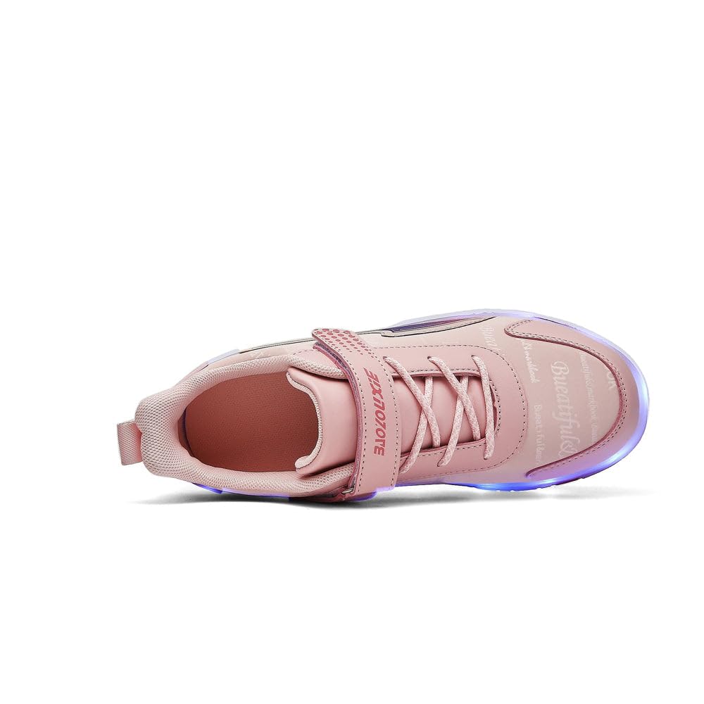 Sneaker per Bambini,Scarpe da Skateboard a Due Ruote,Luce a Cambio Colore Regolabile,Ricarica USB,universali per Ragazzi e Ragazze,Nero Rosa Oro Argento 27–40 EU