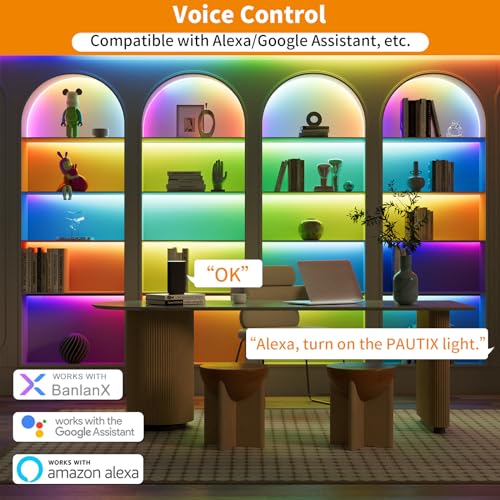 Image of PAUTIX Wi-Fi+Bluetooth Music Pixel LED Smart Controller Kit SP548E,Compatible with Alexa /Google Assistant,App Control RF Remote Control,Addressable Color LED Strip Pixels Light DC5V-24V
