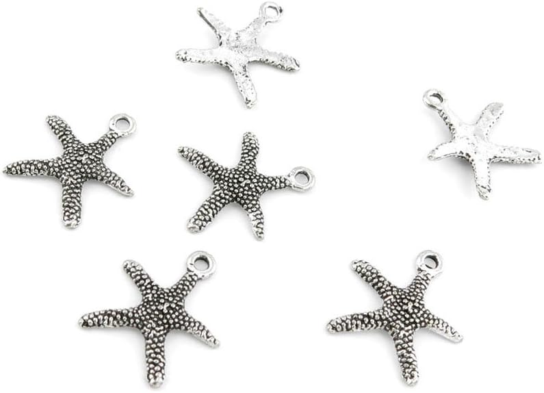 530 Pieces Antique Silver Tone Jewelry Making Charms H0154 Starfish Pendant Ancient Findings Craft Supplies Bulk Lots