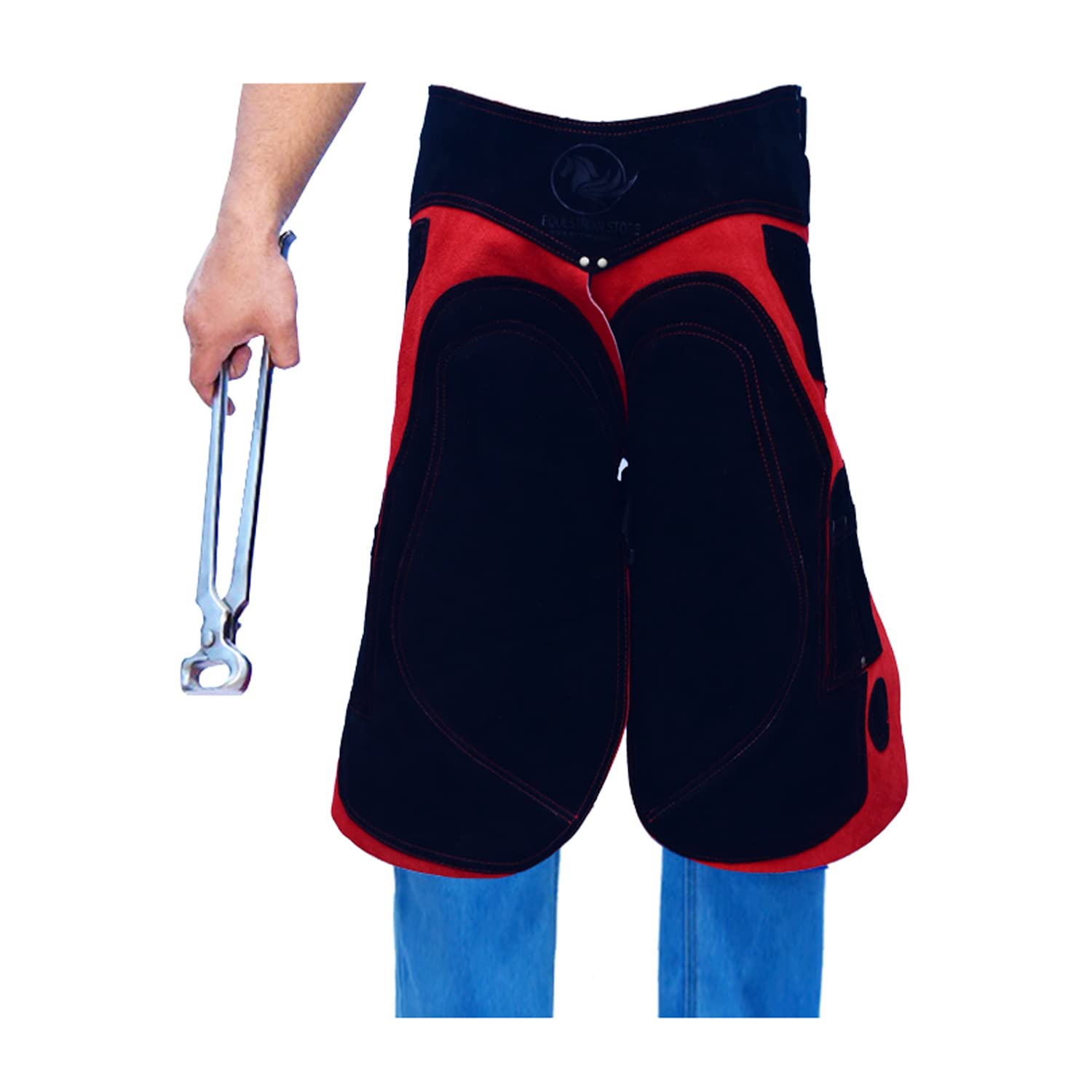 EQUESTRIAN STORE Delantal de herradura de 65 cm, lona de piel de forja premium, delantales de herrador, ante auténtico, delantal para herramientas de herrador, gorras de recorte, cuidado de pezuñas,