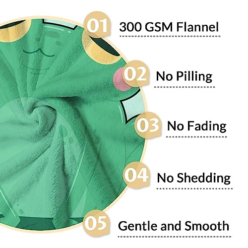 Mercuryelf Custom Frog Throw Blanket - Soft, Fuzzy & Warm - 40x50 Inches Flannel Blankets for Travel, Office - Light Green Funny Throws Gift for Kids