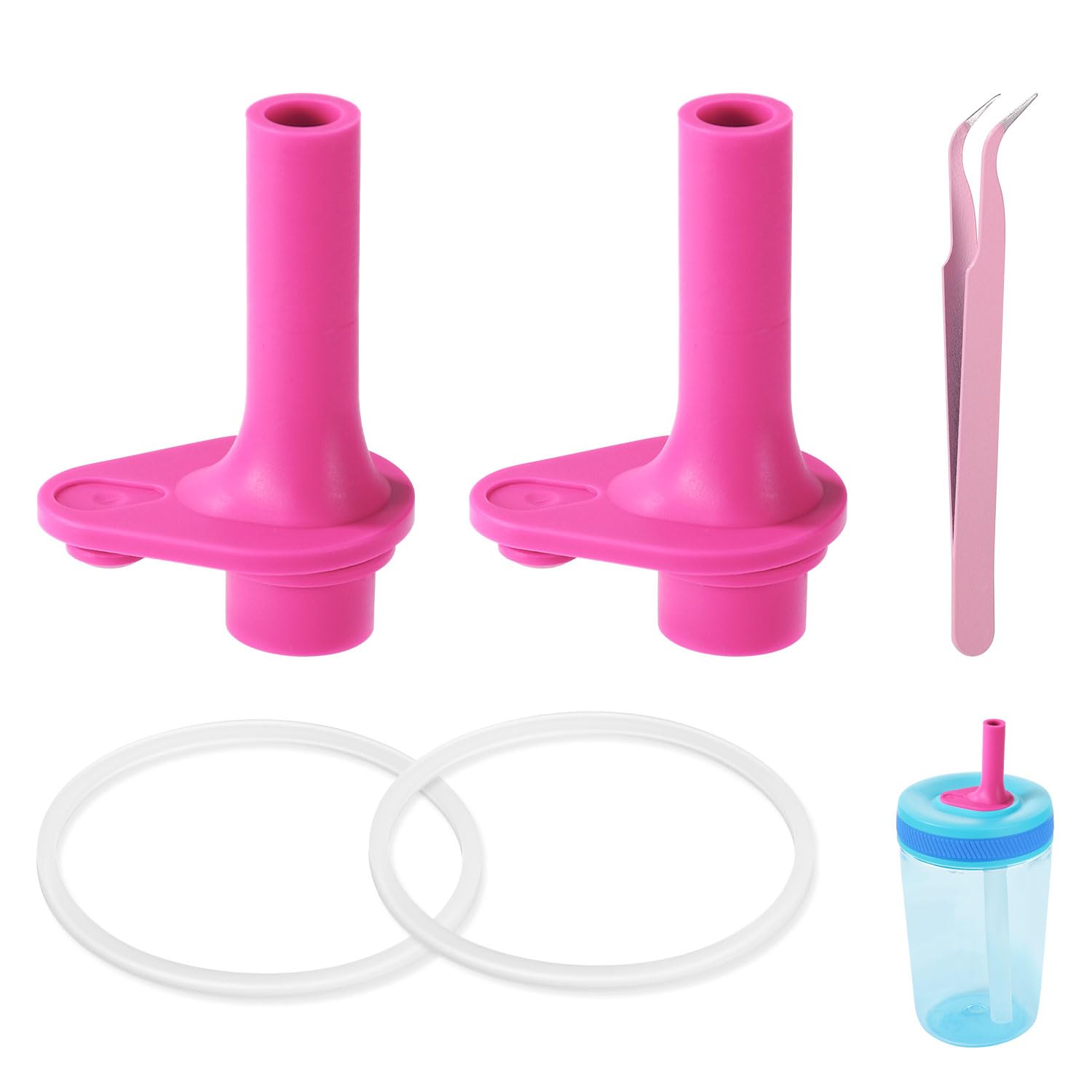 5pcs Replacement Bite Valve Set for Zak Designs Kelso, Silicone Straw Replacement Bite Valve with Gasket and Tweezers Cup Replacement Parts Compatible
