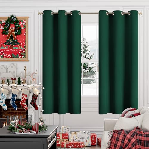 Image of YoungsTex Emerald Green Blackout Curtains 68 Inches Length for Bedroom - Thermal Insulated Window Drapes with Grommet Room Darkening for Living Room, 2 Panels, 42 x 68 Inch