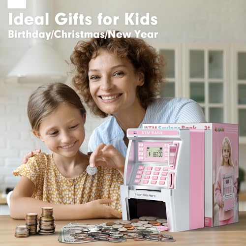 Jyusmile ATM-240716-PINK01 Pink Piggy Bank For Kids, Atm Machine Bank thumb #4