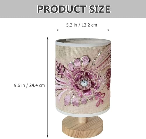 Miniatura 2 de OSALADI Lámpara de mesa de tela para mesita de noche lámpara de escritorio minimalista de cristal 3D floral luz nocturna USB lámpara de mesita de