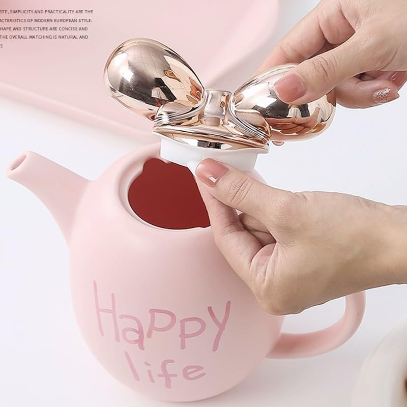 Brocca Elegante set da tè in ceramica 6 pezzi(Pink)
