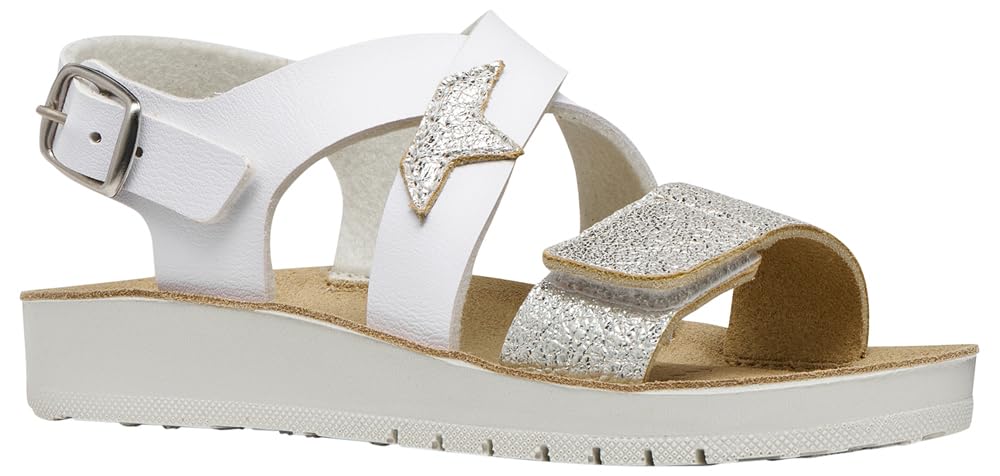 Geox Girl's J Sandal Costarei Gi, White Silver, 12.5 UK