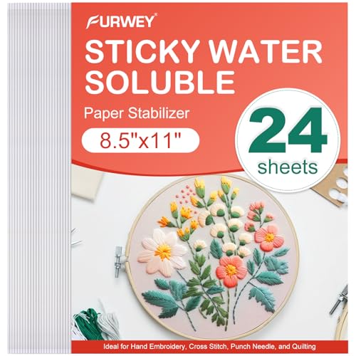 FURWEY Water Soluble Stabilizer for Embroidery,24PCS 8.5x11,Self...