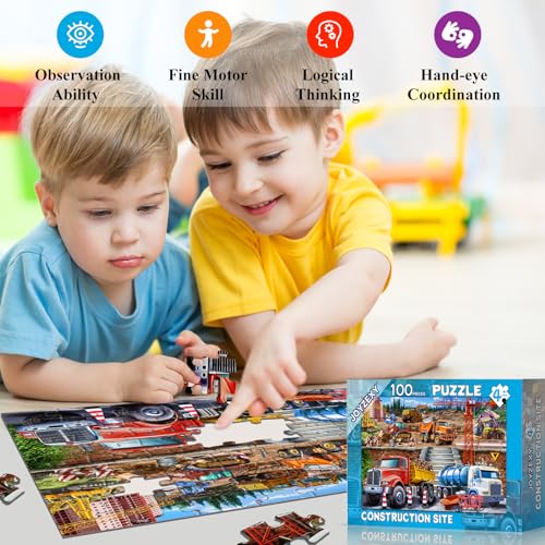 Rompecabezas educativos para niños de 6 a 10 años, rompecabezas de obra en construcción de 100 piezas, juguetes para niños y niñas miniatura 2