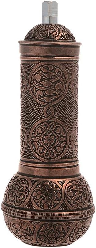 LaModaHome Antique Copper Manual Hand Grinder Mill for Turkish Greek Arabic Coffee Beans & Spice Pepper Salt, Brass