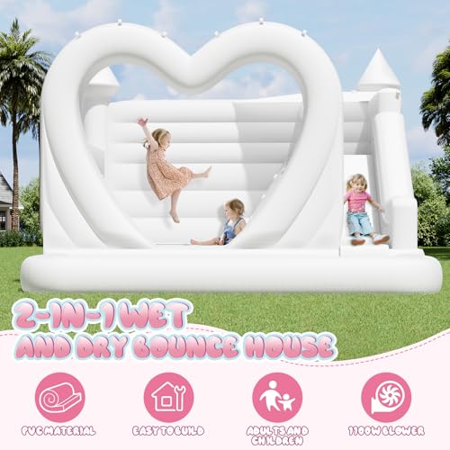 Jocisland White Bounce House with Ball Pit and Slide, 15.1×15.1×11.1 FT Commercial PVC Wet and Dry Inflatable White Castle with 1100W Blower, for Wedding and Party Decorations - Image 4