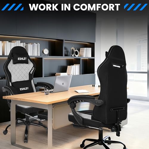 Image of Gaming Chair, Ergonomic Computer Chair with Footrest and Lumbar Support, Height Adjustable Office Chair with 360 Swivel Seat and Headrest