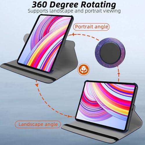 Image of TGK Rotating Flip Cover for Redmi Pad Pro 12.1 inch Case /Poco Pad 12.1 inch Tablet Printed Cases (Galaxy)