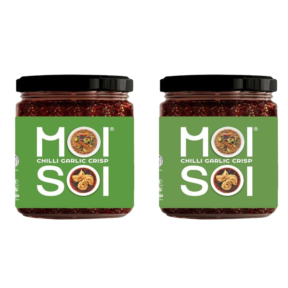 MOI SOI® Chilli Garlic Crisp | Spicy, Crunchy, Garlicky Flavor | Made with Sichuan Peppercorns, Crunchy Garlic & Red Chillies | Eat with Momos, Pizza, Noodles (Pack of 2) (B0D8HS5PN2) Amazon Price History, Amazon Price Tracker