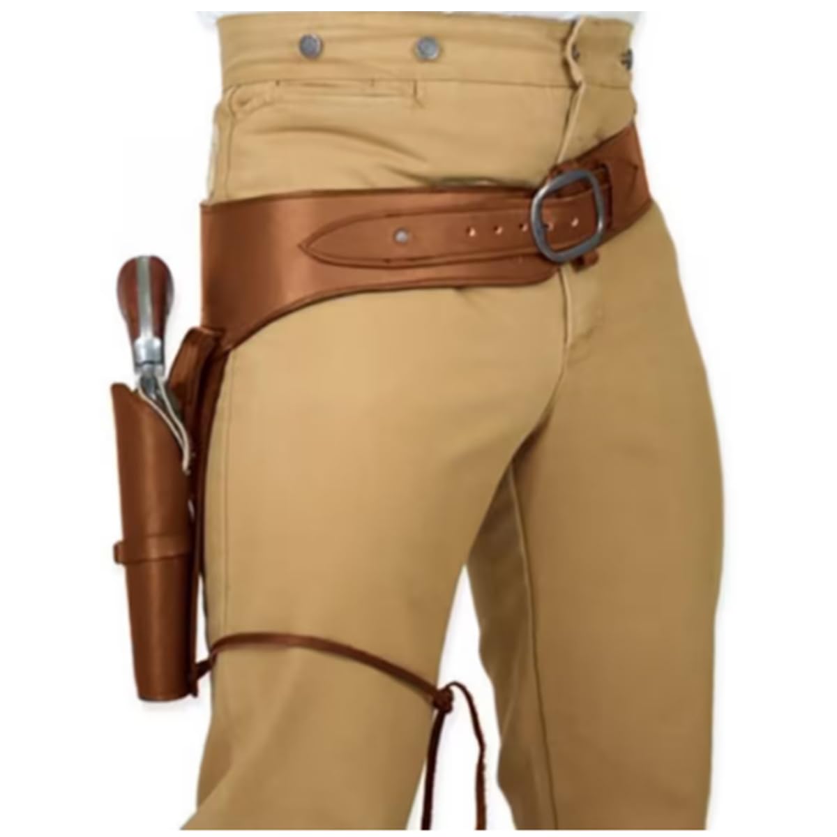 HIRTH Medieval PU Leather Flintlock Holster, Steampunk Sash Cowboy Costume Kit Revolver Accessory, Leg Thigh Harness Gear,Brown