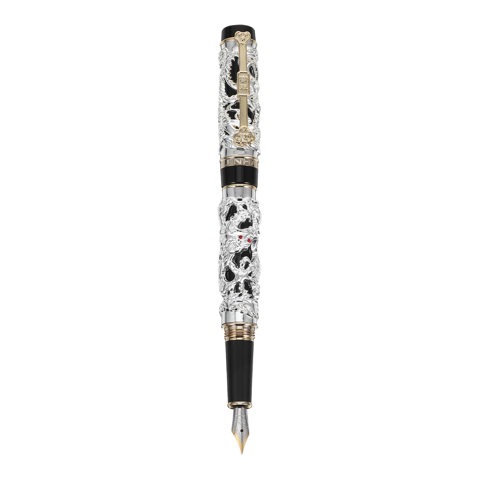 Eleganter Chinesischer Drachenpferch Füllfederhalter aus Zinklegierung mit Glattem Schreiben und Vintage Design für Kalligraphie und Zeichnen