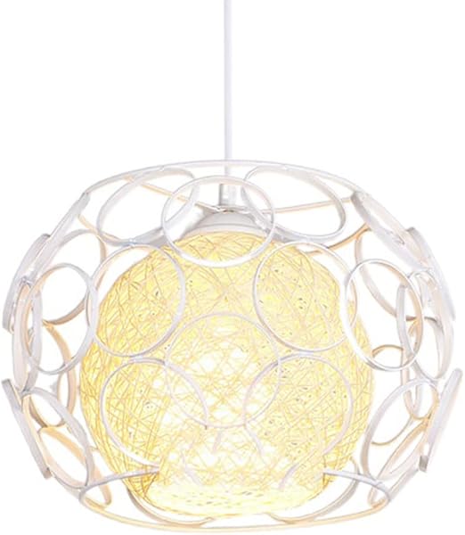 GERAGUR E26/27 Basis, Holle Hanglamp, Restaurant Scandinavische Stijl Metalen Ronde Lampenkap Kroonluchters, Ijzeren Kooi Lampenkap Hangende Lichten, Voor Bar Eetkamer Lichtpunt, 1-licht Verstelbare