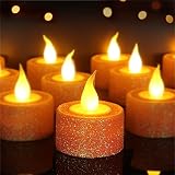 FURORA LIGHTING Orange Tealight Candles Battery Operated, Orange Flameless Candles Flickering for Ha