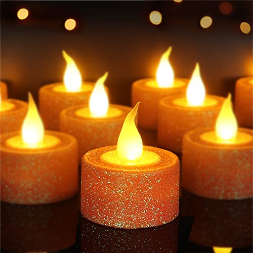 Furora Lighting Orange Tealight Candles Battery Operated, Orange Flameless Candles Flickering For Halloween Decorations, Pumpkin Decor Lights, Fall Decorations Candles 12Pk #TOP28