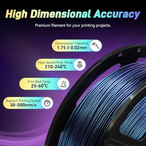 Image of FLASHFORGE Chameleon Gradient Rapid PLA Filament Burnt Titanium & Nebula Purple, High Speed PLA Filament 1.75mm Max 500mm /s Fast Printing, Displays Shimmering Effects from Various Angles and Light