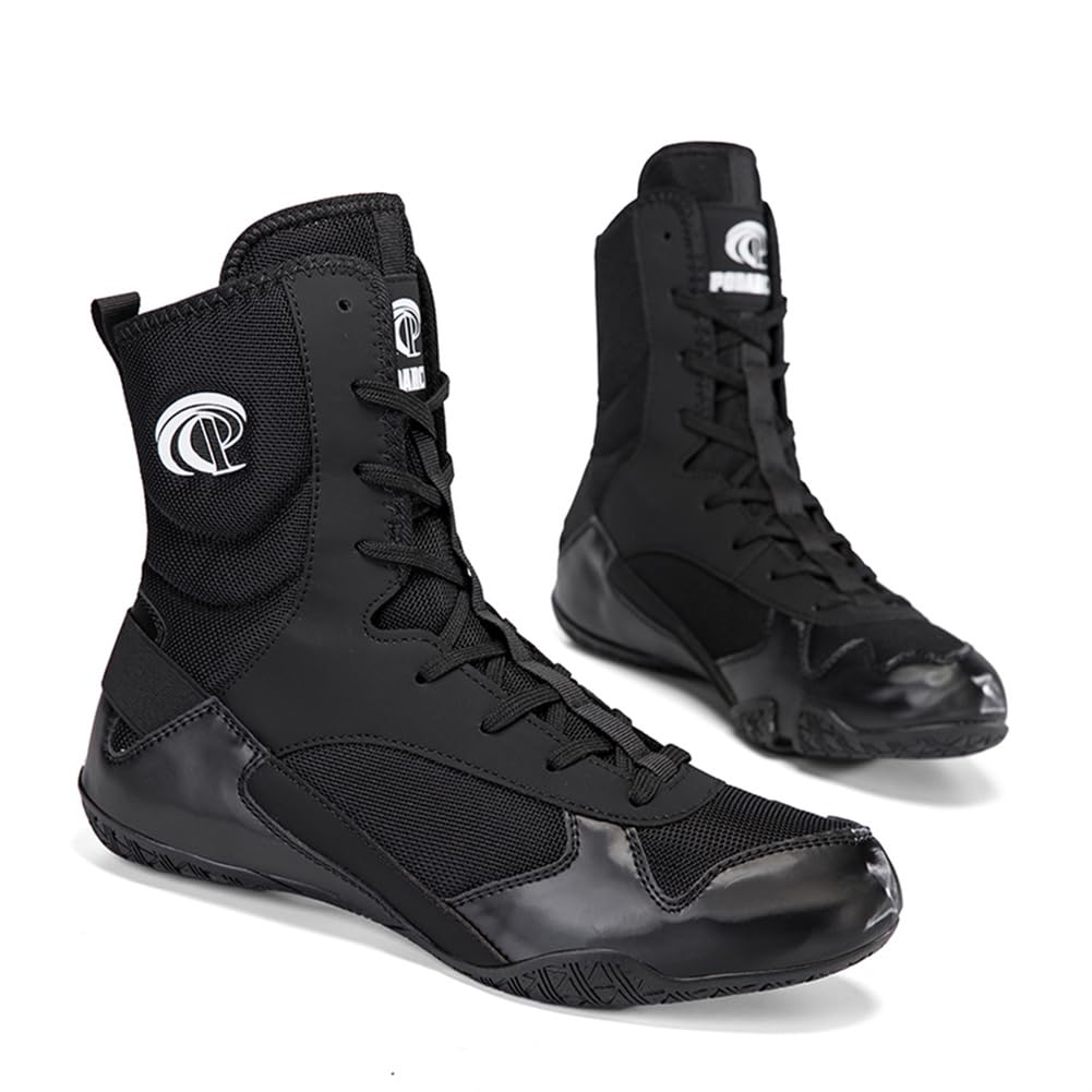 Scarpe da Wrestling da Boxe Alte, Stivali Sportivi da Combattimento Traspiranti Antiscivolo Calzature da Competizione da Uomo e giovanili