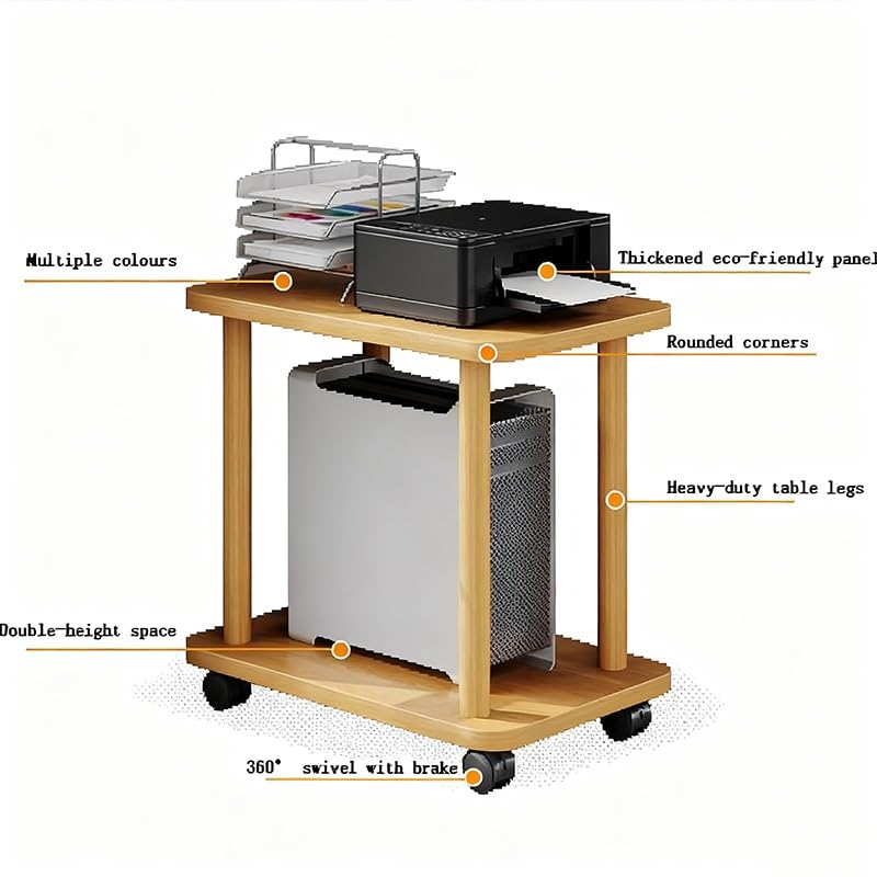 Generico Supporto per Stampante Bianco a 2 Livelli con Ruote, ripiano Mobile per Computer, Carrello portaoggetti Compatto da posizionare sotto la scrivania per Piccoli spazi, Versatile Carrello Porta
