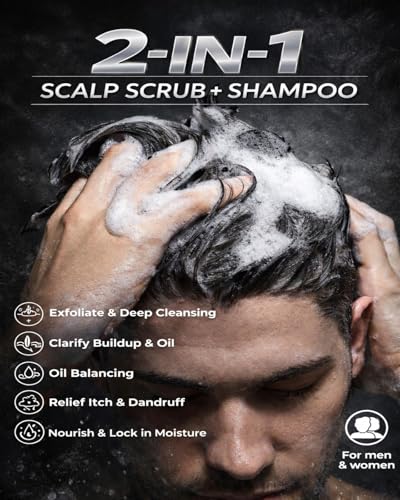 JVR Scalp Scrub Shampoo Charcoal 2-In-1 Scalp Exfoliator to Clarify Build Up, Dexofiy & Purify Cleanser for Shine & Hydration - Sea Salt, Tea Tree Oil, Vegan & Cruelty Free for Dry or Oily Scalp 8.8oz - Image 2