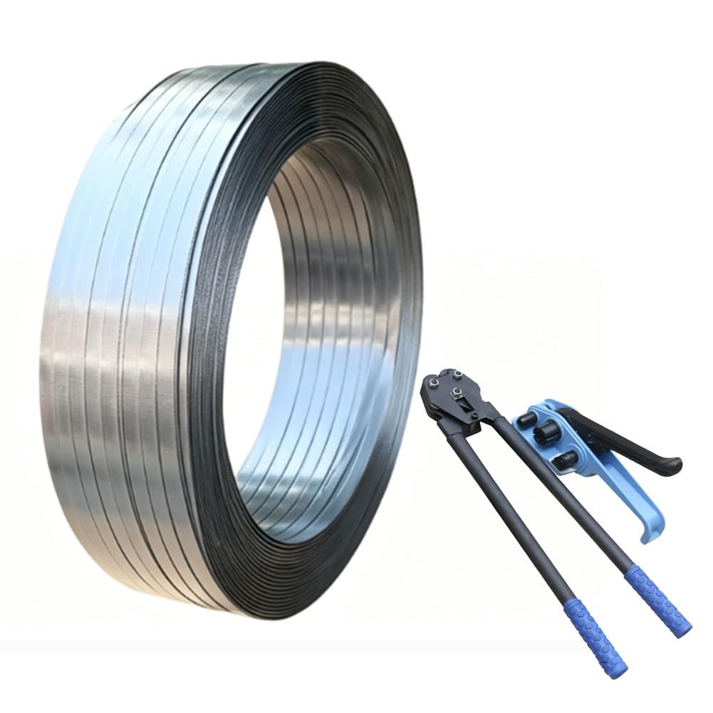 Rouleau de cerclage en PET avec boucles et outils, résistance à la rupture de 680,4 kg, épaisseur 0,8 mm, largeur de 16 mm pour emballage et empaquetage