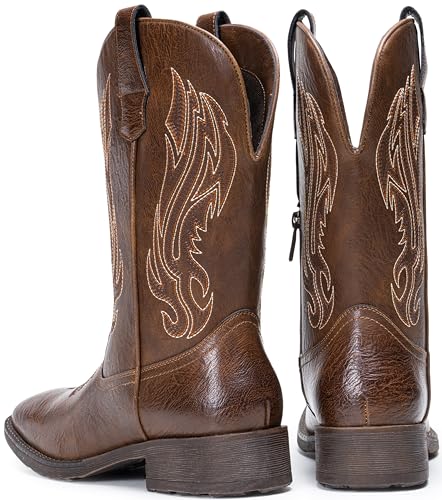 Image of Jousen Cowboy Boots for Men Square Toe Western Side Zipper